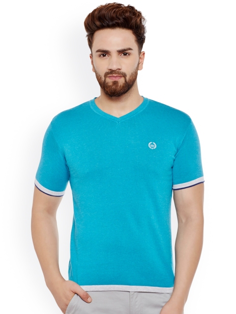 

Duke Men Blue Solid V-Neck T-shirt