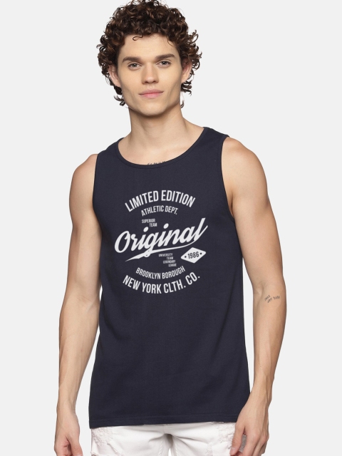 

Roadster Men Navy Blue Printed Pure Cotton Basic Innerwear Vests