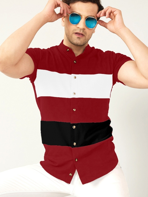 

GESPO Men Maroon Colourblocked Casual Shirt