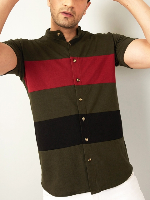 

GESPO Men Green Colourblocked Casual Shirt