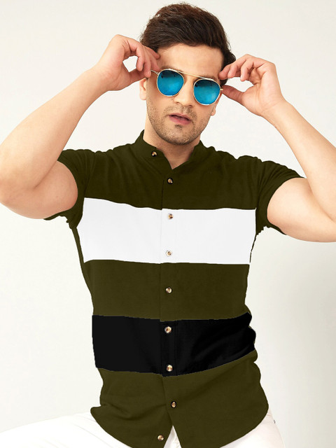 

GESPO Men Green Colourblocked Casual Shirt
