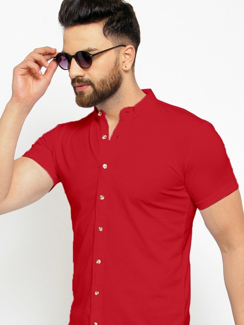 

GESPO Men Red Solid Casual Shirt
