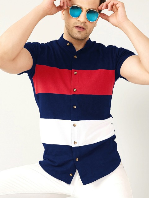 

GESPO Men Navy Blue Colourblocked Casual Shirt