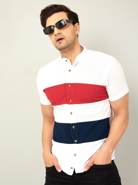

GESPO Men White Striped Casual Shirt
