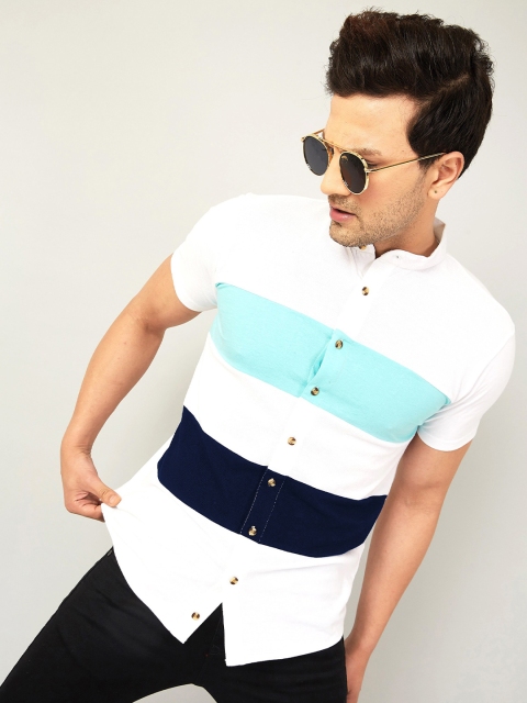 

GESPO Men Colourblocked Casual Shirt, White