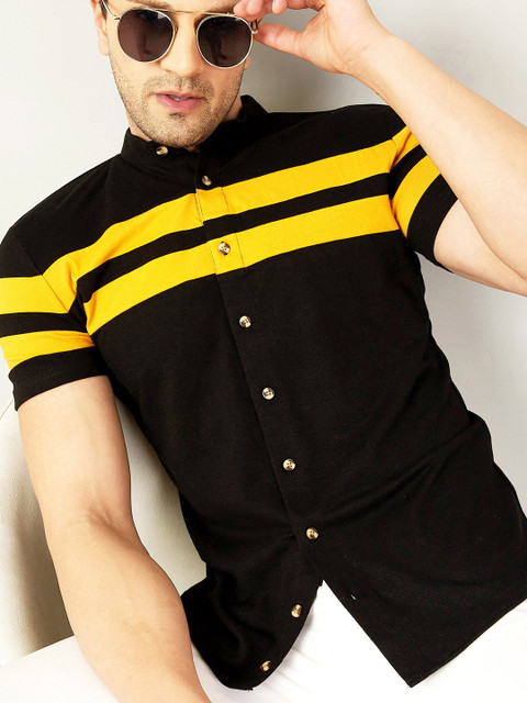 

GESPO Men Black & Yellow Colorblocked Casual Shirt