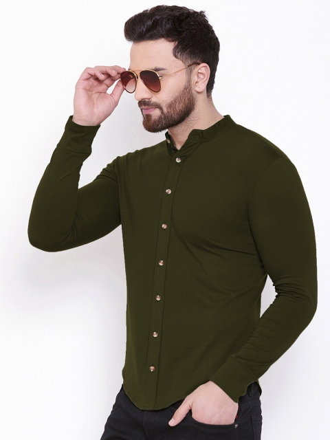 

GESPO Men Cotton Green Casual Shirt