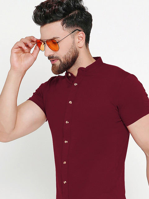 

GESPO Men Maroon Solid Casual Shirt
