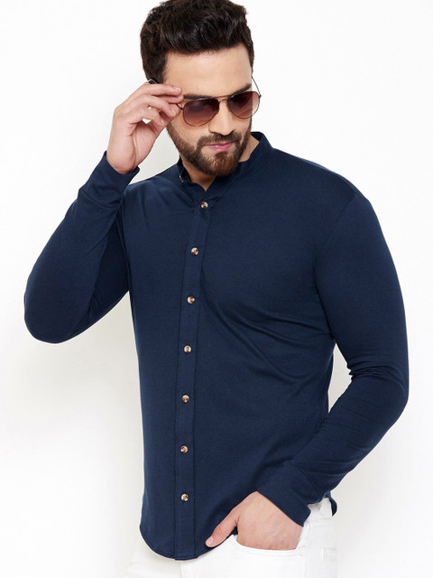 

GESPO Men Blue Regular Fit Solid Cotton Casual Shirt