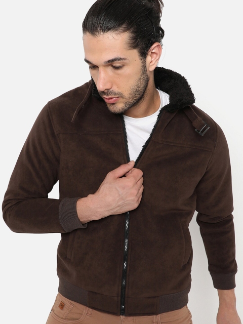

Campus Sutra Men Brown Washed Suede Windcheater Outdoor Tailored Jacket