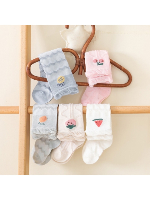 

iSWEVEN Kids Pack Of 5 Cotton Calf-Length Socks, Blue
