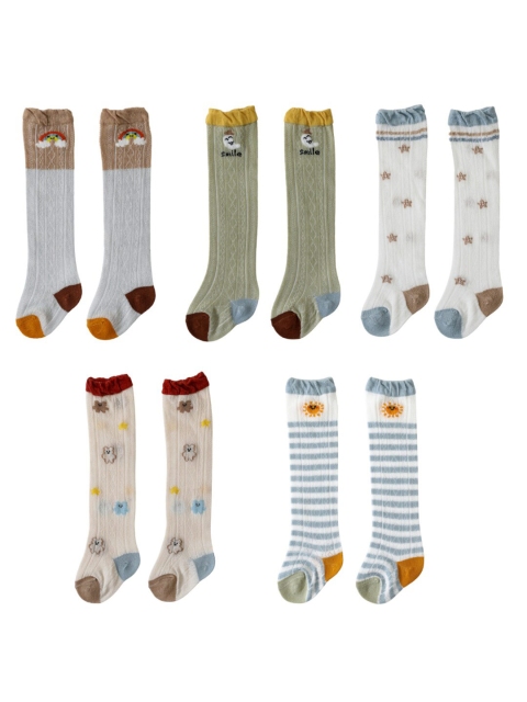 

iSWEVEN Kids Pack Of 5 Cotton Knee Length Socks, Grey