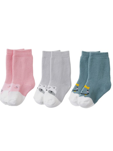 

iSWEVEN Infant Kids Pack of 3 Printed Ankle Length Cotton Socks, Pink