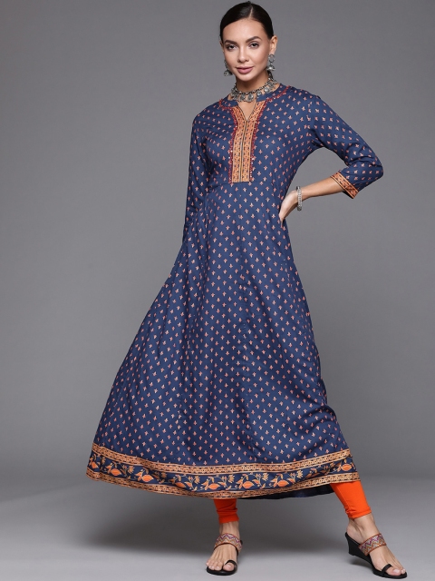

KALINI Women Blue Ethnic Motifs Printed A-line Kurta