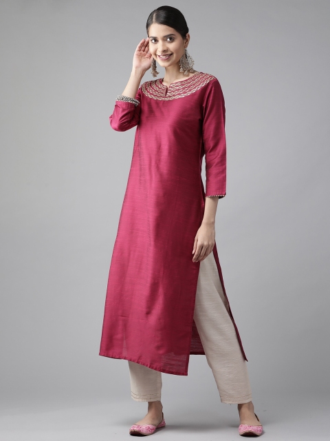 

KALINI Women Pink Embroidered Gotta Patti Kurta