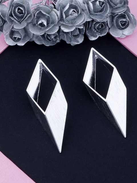 

Silver Shine Silver-Toned Contemporary Studs Earrings