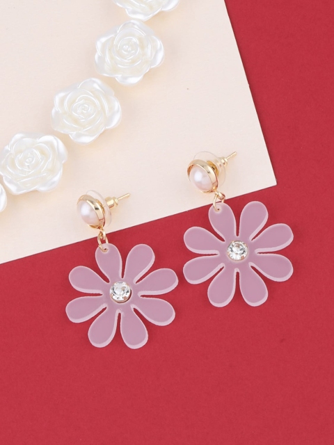 

Silver Shine Transparent & Gold-Toned Contemporary Drop Earrings