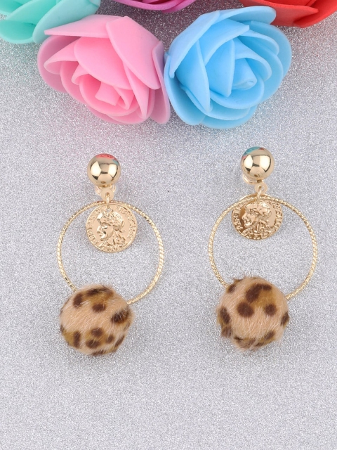 

Silver Shine Gold-Toned Contemporary Drop Earrings