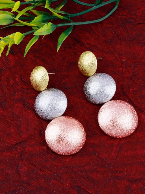 

Silver Shine Gold-Toned & Silver-Toned Contemporary Drop Earrings