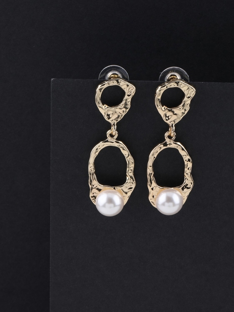 

Silver Shine Gold-Toned Contemporary Drop Earrings