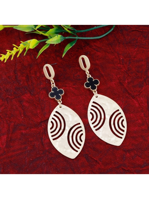 

Silver Shine Gold-Toned & Black Contemporary Drop Earrings