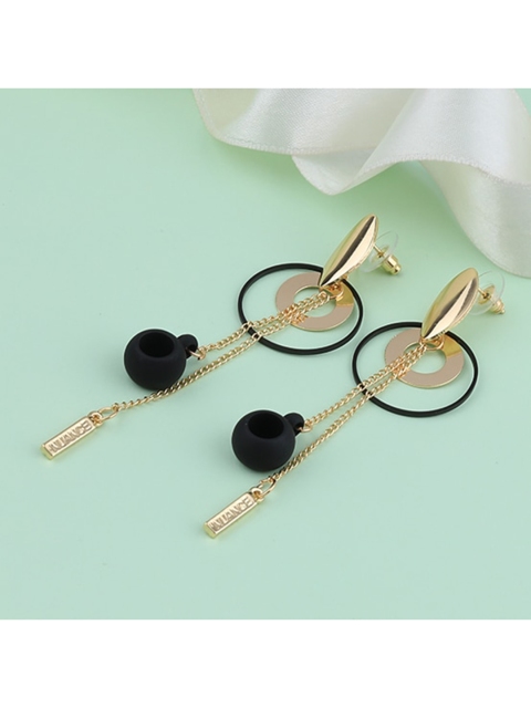 

Silver Shine Gold-Toned & Black Contemporary Drop Earrings