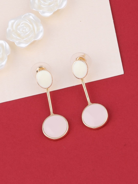 

Silver Shine Peach-Coloured & Gold-Toned Contemporary Drop Earrings
