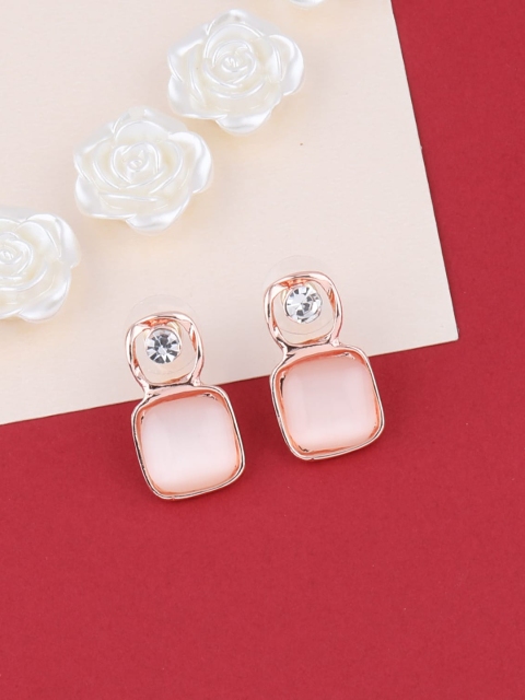 

Silver Shine Peach-Coloured & Gold-Toned Contemporary Drop Earrings