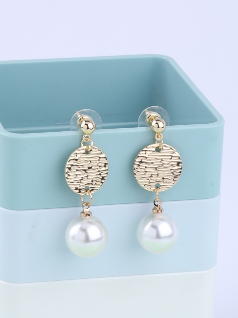 

Silver Shine Gold-Toned Contemporary Drop Earrings