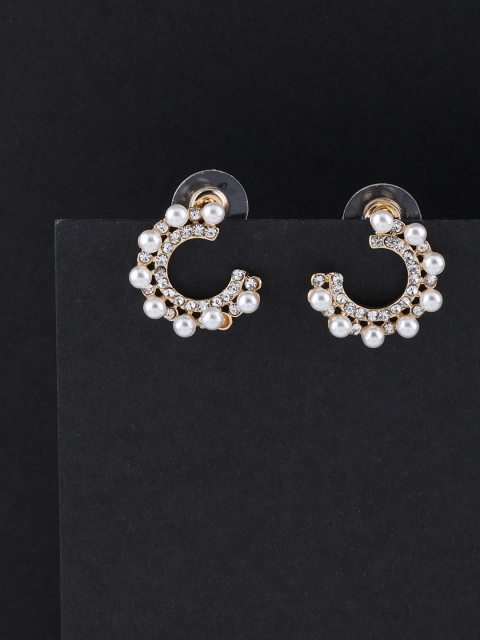 

Silver Shine Gold-Toned Contemporary Half Hoop Earrings