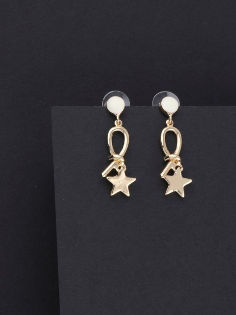 

Silver Shine Star Shaped Drop Earrings, Gold