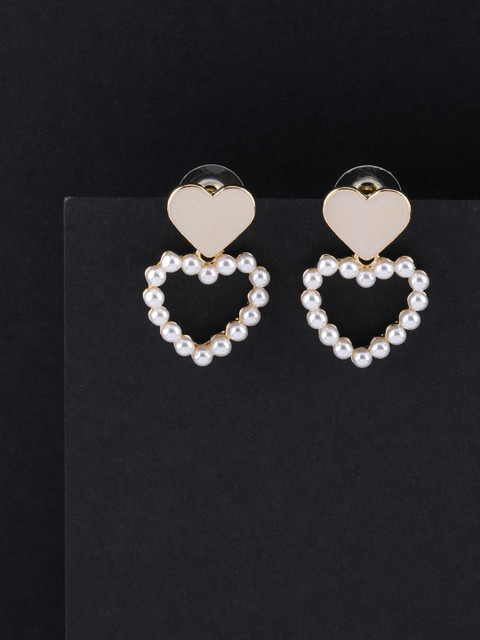 

Silver Shine Contemporary Studs Heart Shape Earrings, Gold