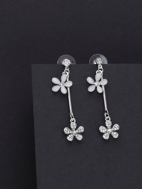 

Silver Shine Floral Drop Earrings, White