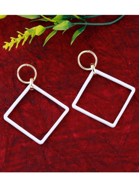 

Silver Shine Gold & White Contemporary Drop Earrings