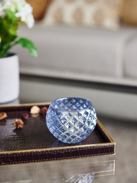 

Pure Home and Living Set of 6 Textured Blue Diana Glass Votive Candle Holder