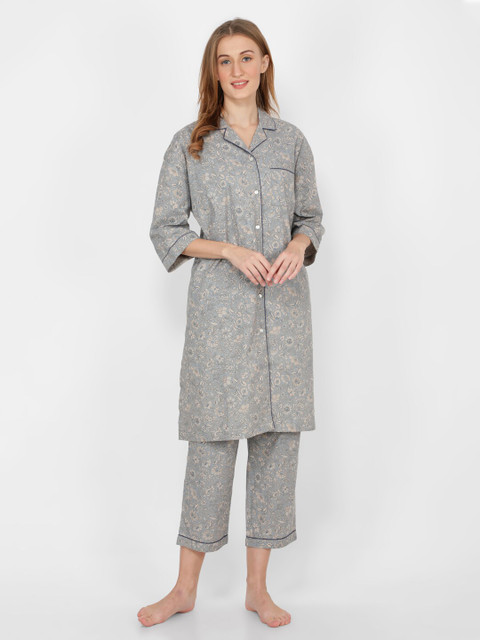 

NAVIYATA Blue & Beige Printed Basic Jumpsuit