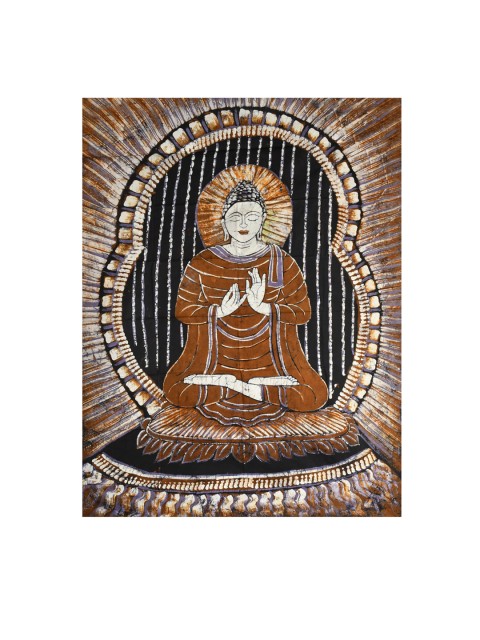 

Exotic India Brown Gautam Buddha Painted Wall Art, Beige