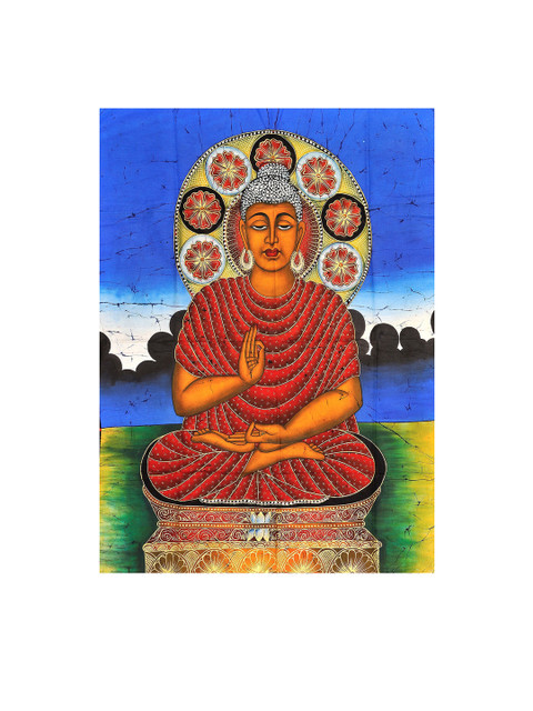 

Exotic India Red Divine Buddha Painted Wall Art