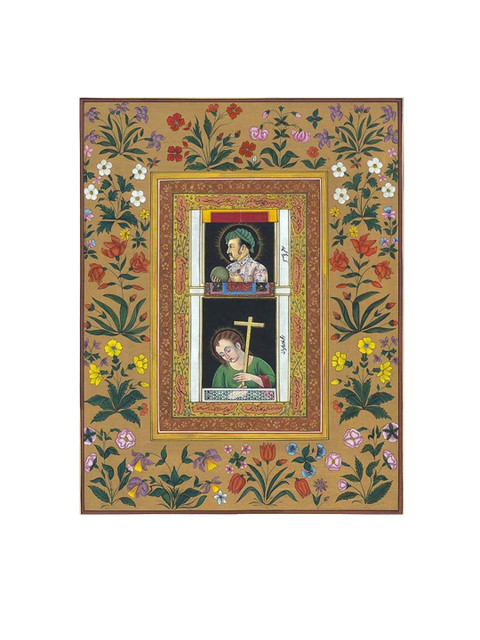 

Exotic India Brown Portrait Of Jahangir With Jesus Painted Wall Art
