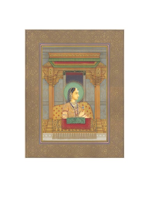 

Exotic India Multi-Coloured Noble Lady Hand-Painted Framed Wall Art