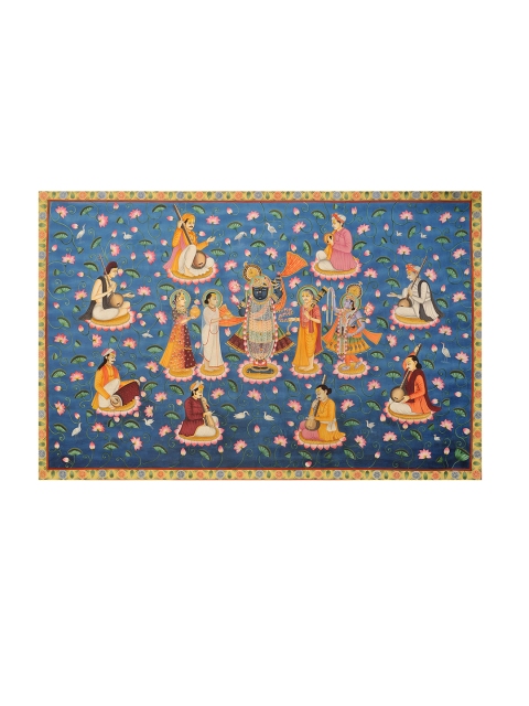 

Exotic India Blue Eight Vaishnava Acharyas Of Vallabha Sampradaya Painted Wall Art