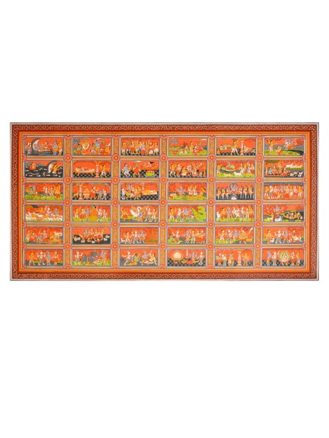 

Exotic India Red A Comprehensive Depiction Of Krishna Lila Painted Wall Art