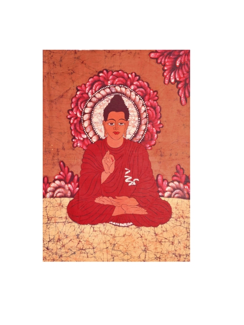 

Exotic India Red Buddha in the Dharmachakra Mudra Painting Wall Art