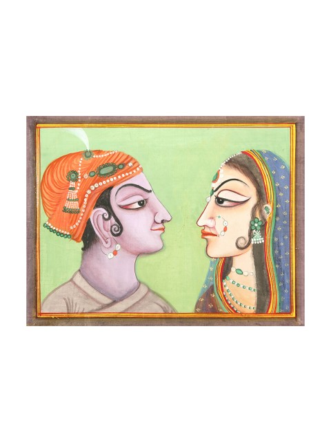 

Exotic India Green Royal Couple Painting Wall Art