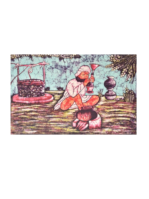 

Exotic India Pink & Blue The Hookah-Smoking Patriarch Painting Wall Art