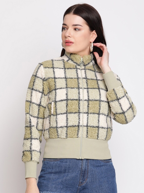 

Madame Women Khaki Checked Sweatshirt