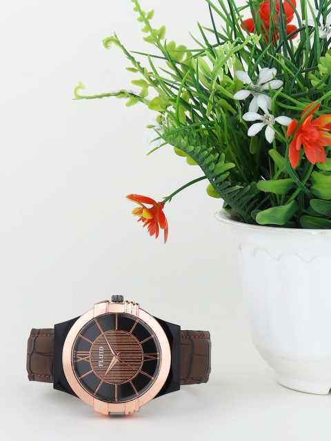 

FLUID Men Black Dial & Brown Leather Bracelet Style Straps Analogue Watch FL-021-BK01