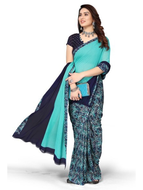 

Yashika Green & Black Printed Floral Saree