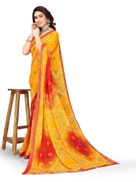 

Yashika Yellow & Red Floral Saree