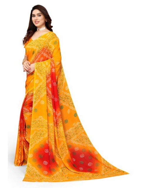 

Yashika Yellow & Red Printed Floral Saree